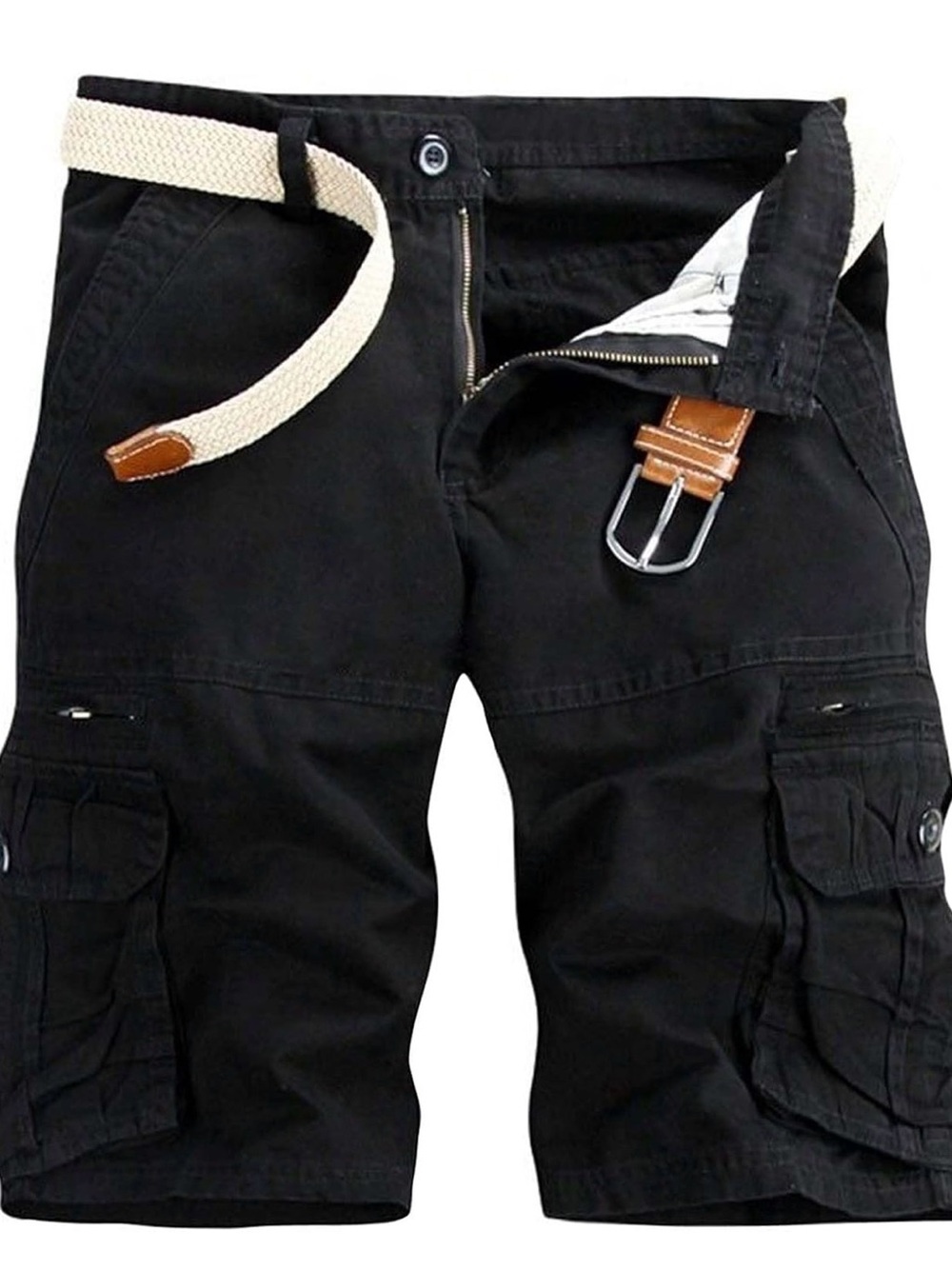 Glestor Men's Black Cargo Shorts  -       NWT, No Belt